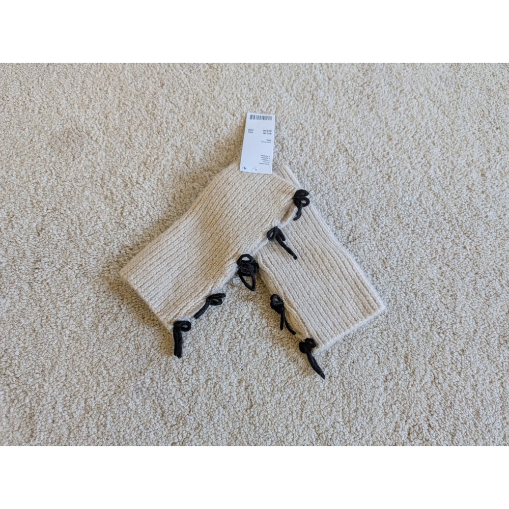 Urban Outfitters Ivory White Ribbon Knitted Sleeve Arm Warmers One Size NEW